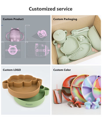 Full Silicone Straw Cover In 3D Design Lightweight Silicone Baby tableware set