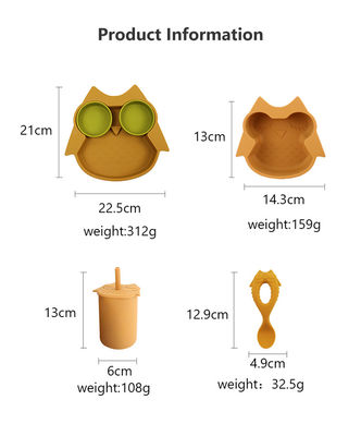 Wholesale Baby Geschirr Led Weaning Silicone Bib Spoon Bowl Spoon Bowl Plate Silicone Baby Feeding Tableware Set Product