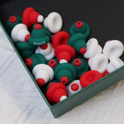 Silicone O Ring Beads Safe and Non-Toxic Silicone 3D christmas hat Beads for kids children DIY beadable pens