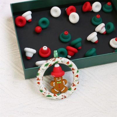 Silicone O Ring Beads Safe and Non-Toxic Silicone 3D christmas hat Beads for kids children DIY beadable pens
