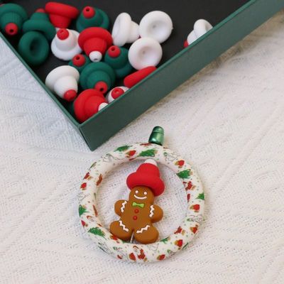Silicone O Ring Beads Safe and Non-Toxic Silicone 3D christmas hat Beads for kids children DIY beadable pens