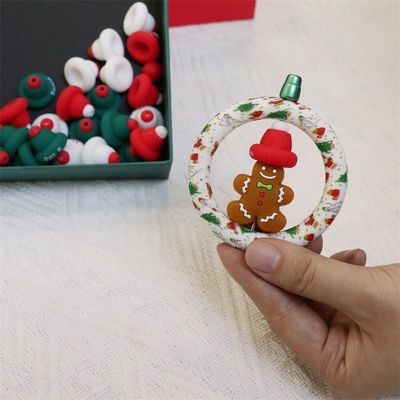Silicone O Ring Beads Safe and Non-Toxic Silicone 3D christmas hat Beads for kids children DIY beadable pens