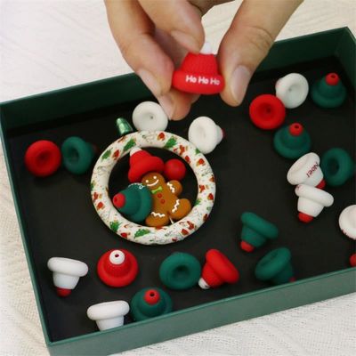Silicone O Ring Beads Safe and Non-Toxic Silicone 3D christmas hat Beads for kids children DIY beadable pens