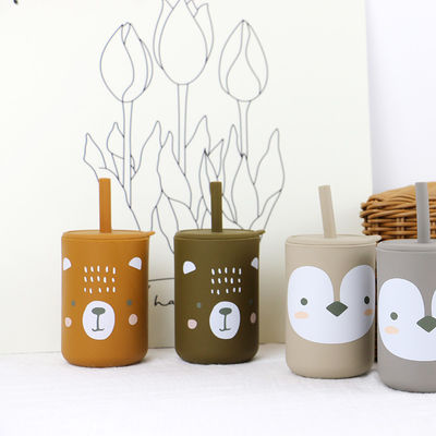 Wholesale Available Printed Silicone Drinking Cup With Straw - High Durability unbreakable silicone sippy cup