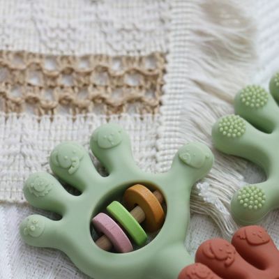 Soft Baby Silicone Teething Rattle Palm hand shape Toys: BPA-Free, Non-Toxic, Chewable