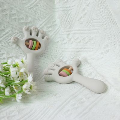 ODM Baby Silicone Toys Age Group Babies Kids Children Rattle Palm Hand Shape