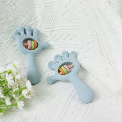 ODM Baby Silicone Toys Age Group Babies Kids Children Rattle Palm Hand Shape