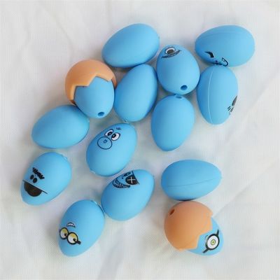 Silicone Teething Beads Soft Safe Durable Easter Silicone Eggs Beads With Hole For Pen Making