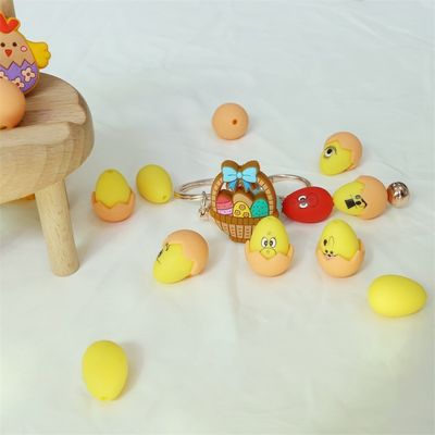 Silicone Teething Beads With Custom Printing Design Silicone 3D Easter Eggs With Shell Focals