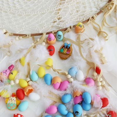 Silicone Teething Beads With Custom Printing Design Silicone 3D Easter Eggs With Shell Focals