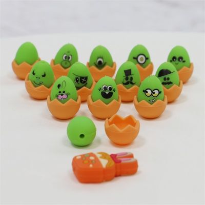 Custom Easter Focals Silicone All Beads Non - Toxic Silicone Printed Easter Eggs Bead For Keychain Making