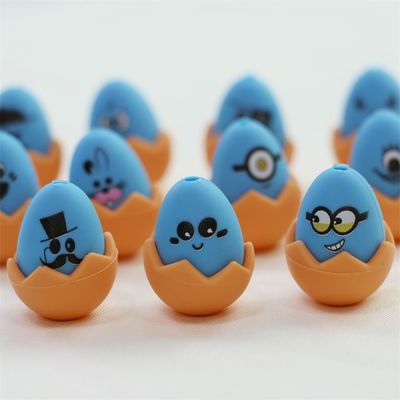 Custom Easter Focals Silicone All Beads Non - Toxic Silicone Printed Easter Eggs Bead For Keychain Making