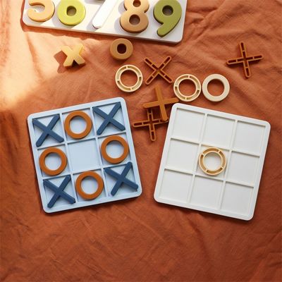 MOQ 50 Sets Silicone XO  Tic Tac Toe Puzzle Customizable Logo Colors BPA Free CE Certificate Silicone Toys