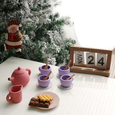 Latest Kids Toys BPA Free Food Grade 17pcs Set Silicone Cup Spoon Coast Dessert Teapot Toy Kit