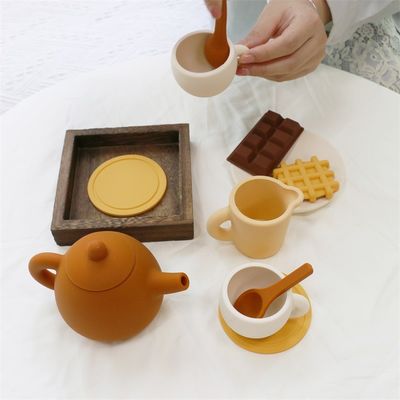 Paisen Factory New Arrival 17 Piece 11pcs Set Kids Afternoon Tea Silicone Baby Toy Teapot  Set
