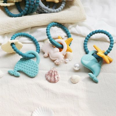 Food Grade Silicone Baby Teether With Non - Toxic Design And Easy Grip Handle BPA Free Silicone Teething Rings
