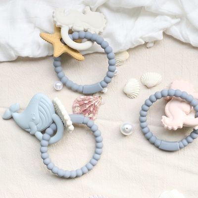 Food Grade Silicone Baby Teether With Non - Toxic Design And Easy Grip Handle BPA Free Silicone Teething Rings