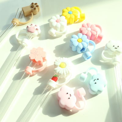 Wholesale FULL Silicone Non Toxic PVC Free BPA Free Silicone Straw Topper Cloud Covers Perfect For 6-12mm Straw