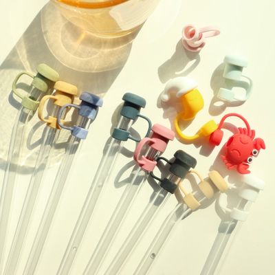 Non - Toxic Custom Made Silicone Straw Cover Toppers Hat Cap For Tumblers Straw