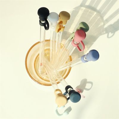 Non - Toxic Custom Made Silicone Straw Cover Toppers Hat Cap For Tumblers Straw