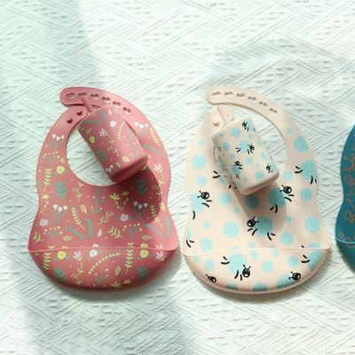 OEM Easy To Clean Silicone Baby Bib For 0-4 Years Old Baby Feeding Printing Silicone Bib Cup