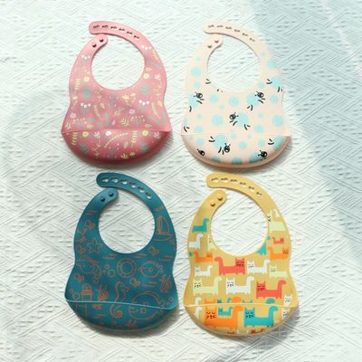 OEM Easy To Clean Silicone Baby Bib For 0-4 Years Old Baby Feeding Printing Silicone Bib Cup