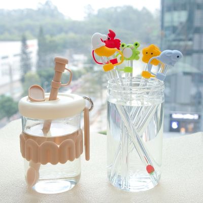 Custom Silicone 10mm Straw Covers With 3D Cartoon Animal Design Silicone Straw Toppers Hat For Cupsfor