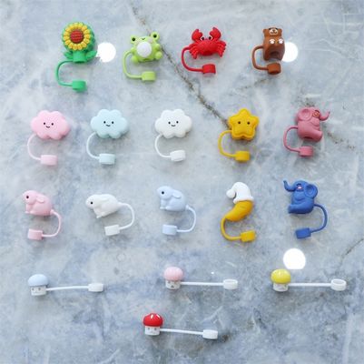 Custom Silicone 10mm Straw Covers With 3D Cartoon Animal Design Silicone Straw Toppers Hat For Cupsfor