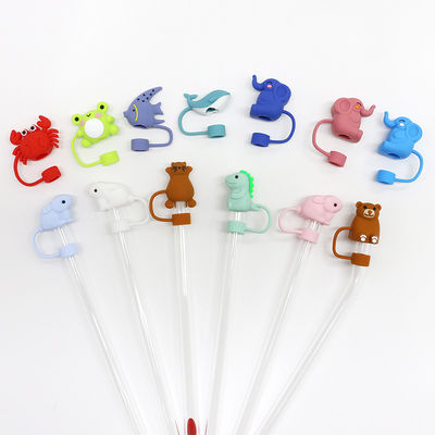 Custom Silicone 10mm Straw Covers With 3D Cartoon Animal Design Silicone Straw Toppers Hat For Cupsfor