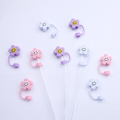 3D Flower Design Silicone Straw Cap  100% Bpa Free Non Toxic Safe Silicone Toppers For Cup Straws