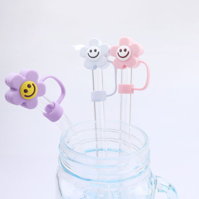3D Flower Design Silicone Straw Cap  100% Bpa Free Non Toxic Safe Silicone Toppers For Cup Straws