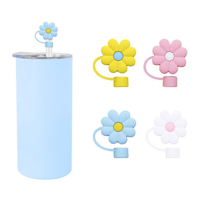 3D Flower Design Silicone Straw Cap  100% Bpa Free Non Toxic Safe Silicone Toppers For Cup Straws