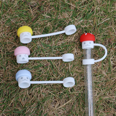 Customized Public Mashroom Design 10MM Straw Topper For Tumbler Cup Full Silicone Straw Cover Hats