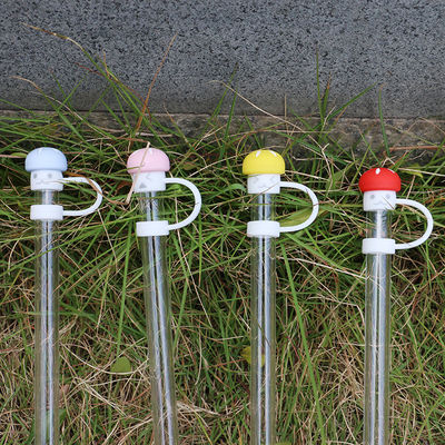 Customized Public Mashroom Design 10MM Straw Topper For Tumbler Cup Full Silicone Straw Cover Hats