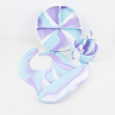 Multiple Color Silicone Tableware Set Plate For Baby Toddler Dinner set kids silicone food set 