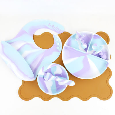 Multiple Color Silicone Tableware Set Plate For Baby Toddler Dinner set kids silicone food set 
