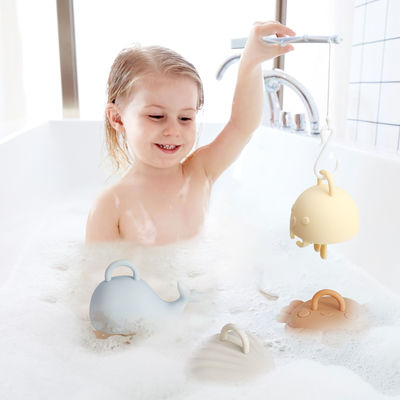 NEW sealife animal cartoon designs kids silicone Bath Toys Set for Toddlers  100% Food Grade Silicone fishing toys kits