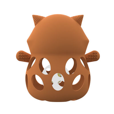 Silicone factory custom 3D fox animal bpa free food grade silicone teething toys baby rattle teethers