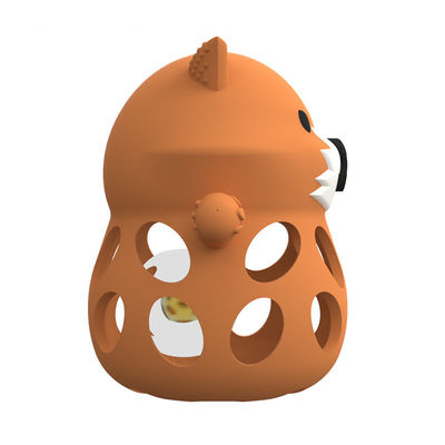 Silicone factory custom 3D fox animal bpa free food grade silicone teething toys baby rattle teethers