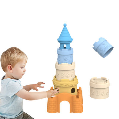 BSCI factory custom silicone stacking toys baby educational kids building tower stacker silicone toys