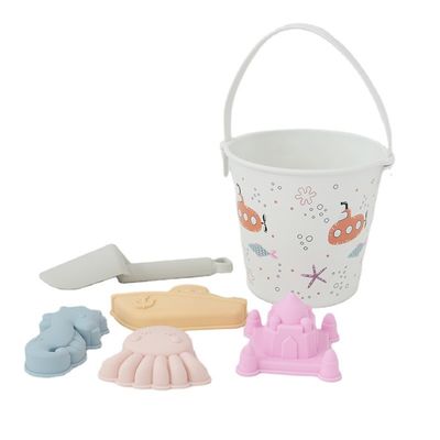 BSCI Factory wholesale custom EN71 tested heat transfer printing light white silicone Baby Toys kit sand beach toys set for kids