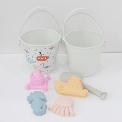 BSCI Factory wholesale custom EN71 tested heat transfer printing light white silicone Baby Toys kit sand beach toys set for kids