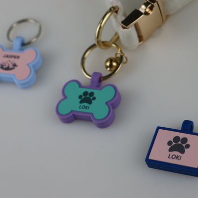 BPA free  silicone silent dog tags Colourful color silicone dog neck tag on sale unique Silicone dog ID tags accessories