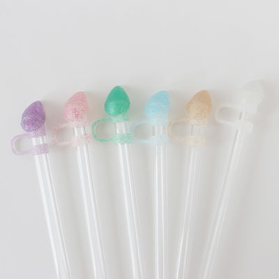 NEW Arrival heart diamond glitter designs Straw Cover Topper 3D 10mm Straw Toppers Hats for tumblers cups glasses
