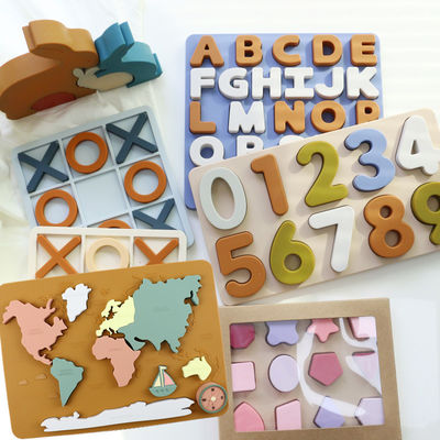 New Design 3D Silicone Puzzle Jigsaw Baby Toys For Newborn Montessori Puzzle Cognitive Matching Board Games Early Education Toys