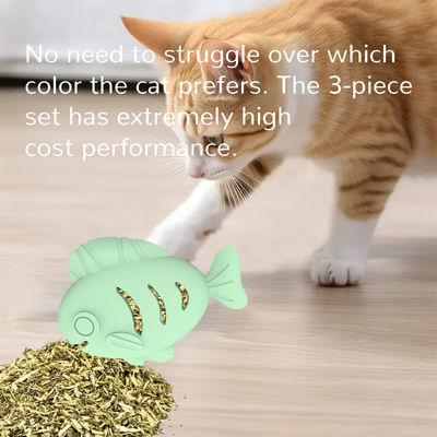 Wholesale food grade silicone Cat Mint Ball Fish Shaped Toys Pet Toys Interactive Ball Teeth Cleaning pet toys and accessories