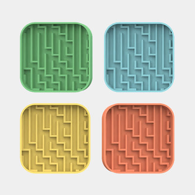 Custom Cute labyrinth maze Pattern  silicon Pet Dog Food Feeding Mat Silicone Slow Feeder Licking Pad