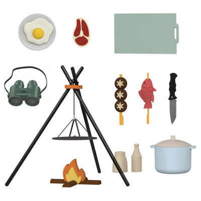 Custom Logo 19 PC Silicone Pretend BBQ Grill Play Kitchen Cook Toy Mini Chef Barbecue Role Playing Set Kids Kitchen Toys Gift
