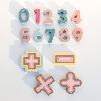 Custom OEM ODM custom silicone toys for babies printed laser number small board 10pcs pack for kids educational toy sets