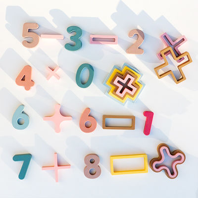 Custom OEM ODM custom silicone toys for babies printed laser number small board 10pcs pack for kids educational toy sets
